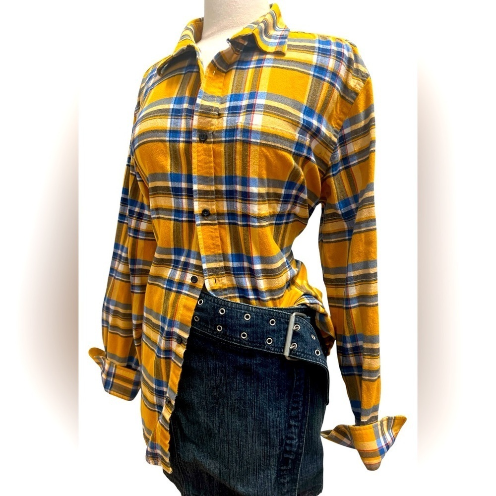 Old Navy Yellow Plaid Button Down Shirt